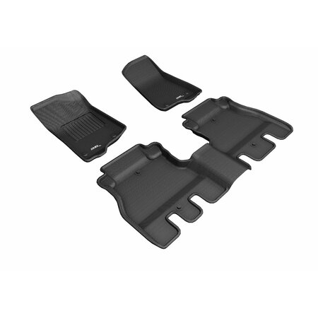 3D MATS USA Custom Fit, Raised Edge, Black, Thermoplastic Rubber Of Carbon Fiber Texture, 3 Piece L1JP01901509